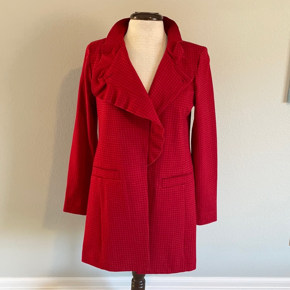 🆕 Cabi Red Houndstooth Celebration Coat